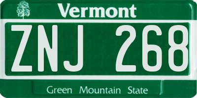 VT license plate ZNJ268