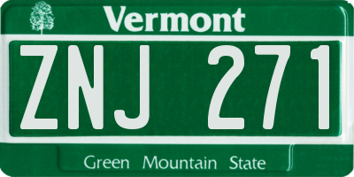 VT license plate ZNJ271