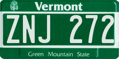 VT license plate ZNJ272