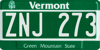 VT license plate ZNJ273