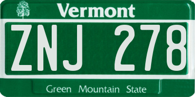 VT license plate ZNJ278