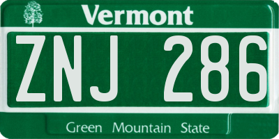 VT license plate ZNJ286