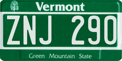 VT license plate ZNJ290