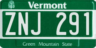 VT license plate ZNJ291