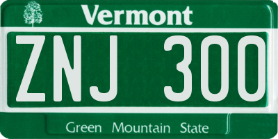 VT license plate ZNJ300