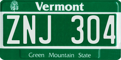 VT license plate ZNJ304