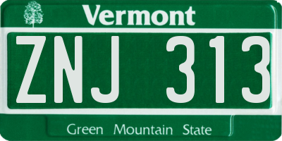 VT license plate ZNJ313