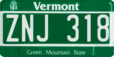 VT license plate ZNJ318