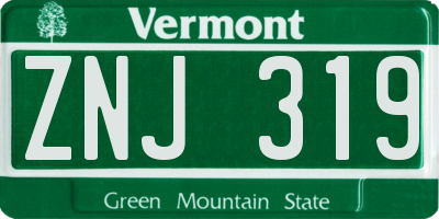 VT license plate ZNJ319
