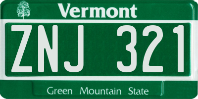 VT license plate ZNJ321