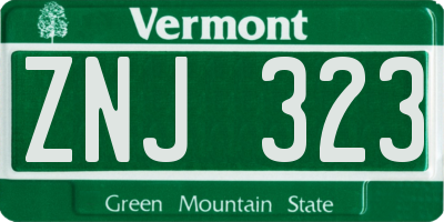VT license plate ZNJ323