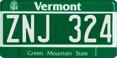 VT license plate ZNJ324