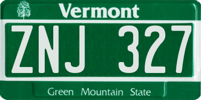 VT license plate ZNJ327