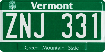 VT license plate ZNJ331