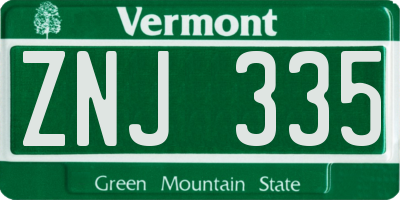 VT license plate ZNJ335