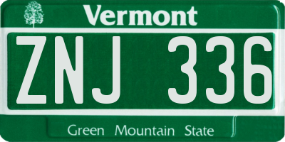 VT license plate ZNJ336