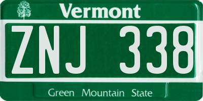 VT license plate ZNJ338