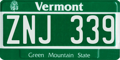 VT license plate ZNJ339