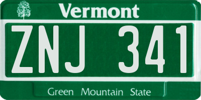 VT license plate ZNJ341