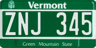 VT license plate ZNJ345