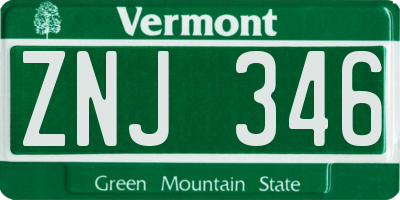 VT license plate ZNJ346