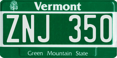 VT license plate ZNJ350