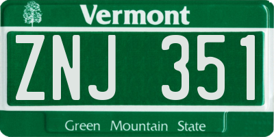 VT license plate ZNJ351