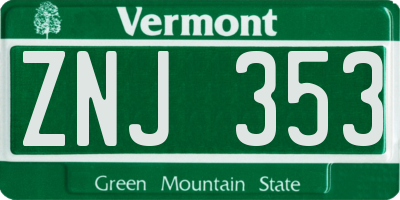 VT license plate ZNJ353