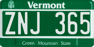 VT license plate ZNJ365