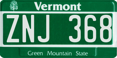 VT license plate ZNJ368