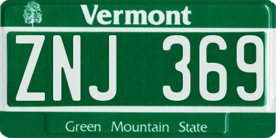VT license plate ZNJ369