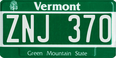 VT license plate ZNJ370