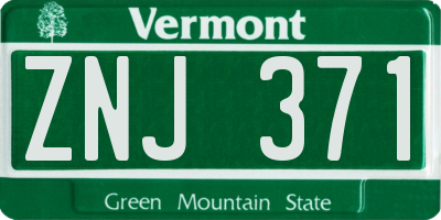 VT license plate ZNJ371