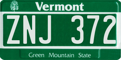 VT license plate ZNJ372