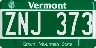 VT license plate ZNJ373