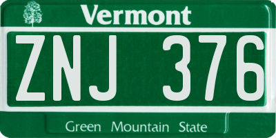 VT license plate ZNJ376