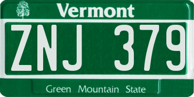 VT license plate ZNJ379