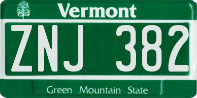VT license plate ZNJ382