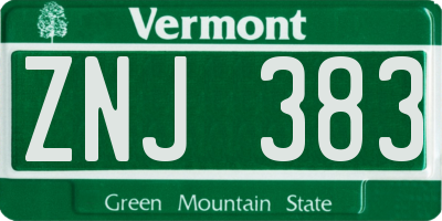 VT license plate ZNJ383