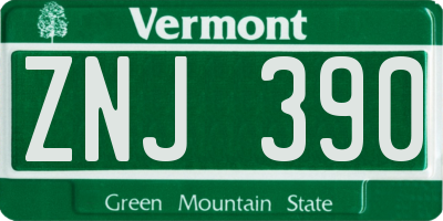 VT license plate ZNJ390