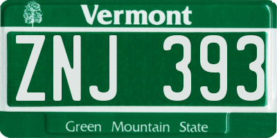 VT license plate ZNJ393