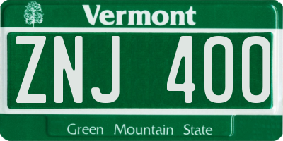 VT license plate ZNJ400