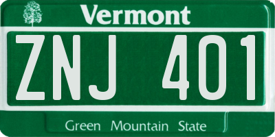VT license plate ZNJ401