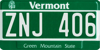 VT license plate ZNJ406