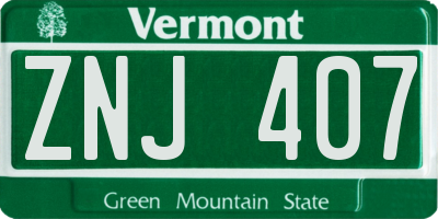 VT license plate ZNJ407