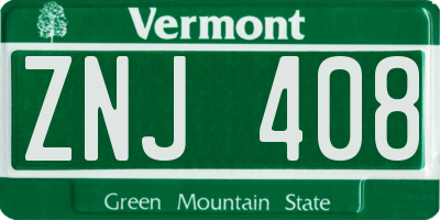 VT license plate ZNJ408