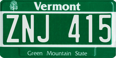 VT license plate ZNJ415