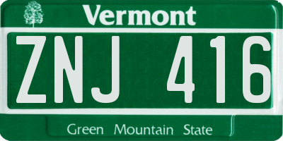 VT license plate ZNJ416
