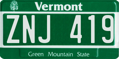 VT license plate ZNJ419