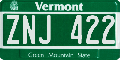 VT license plate ZNJ422